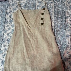 Urban Outfitters Beige Mini Dress with Button Accents